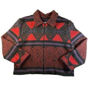 Aztec style Wooded River vintage made in USA wool blend jacket coat women's XL
